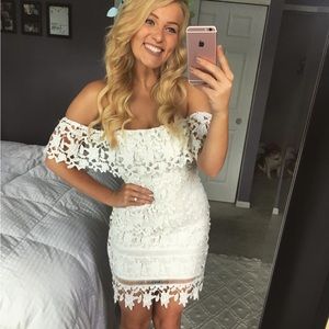 ASTR The Label White Lace Off the Shoulder Dress